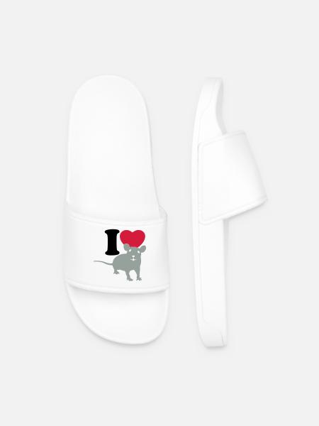 I love rats - Men’s Pool Sliders - white