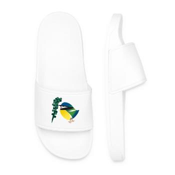 Petit Oiseau Coloré et Baies - Claquettes Homme - blanc - Devant