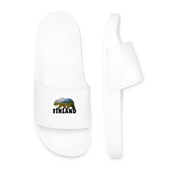 Finland Bear with Landscape Gift Scandinavia - Men’s Pool Sliders - white - Front