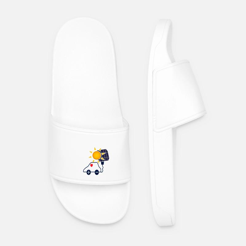 Solar Power Car with Solar Panel - Men’s Pool Sliders - white