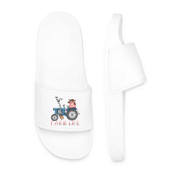Ferme drôle - vie à la ferme - Claquettes Homme - blanc - Devant