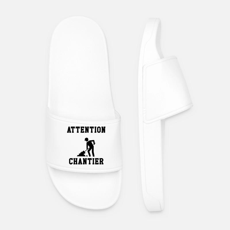 Warning Site - Men’s Pool Sliders - white