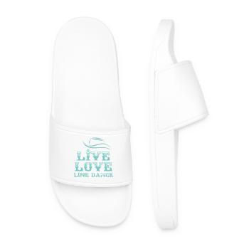 Line Dancer Motto: Live, Love, Line Dance - Men’s Pool Sliders - white - Front