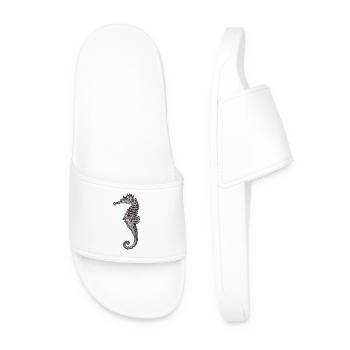 Spiky seahorse on black - Men’s Pool Sliders - white - Front