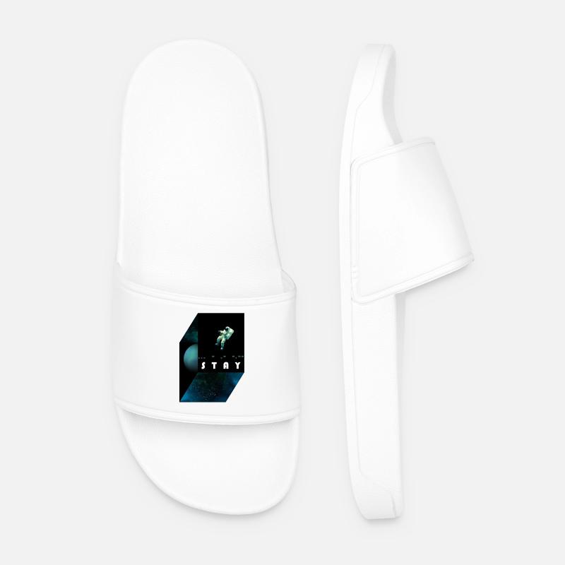 stay / morse code - Men’s Pool Sliders - white