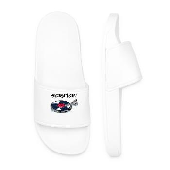 Scratch turntable record player beatbox vinyl - Men’s Pool Sliders - white - Front