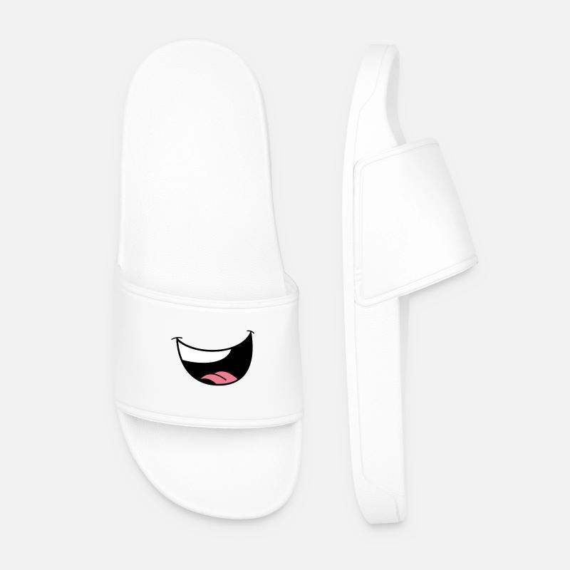 Minimalist Lips & Eye Black - Men’s Pool Sliders - white