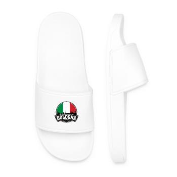 Bologna Italy Skyline Travel Souvenir Italian Flag - Men’s Pool Sliders - white - Front