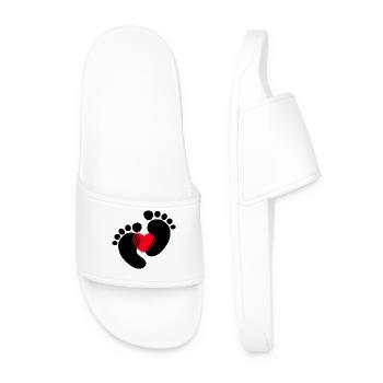 Heart Pregnant Baby Feet - Men’s Pool Sliders - white - Front
