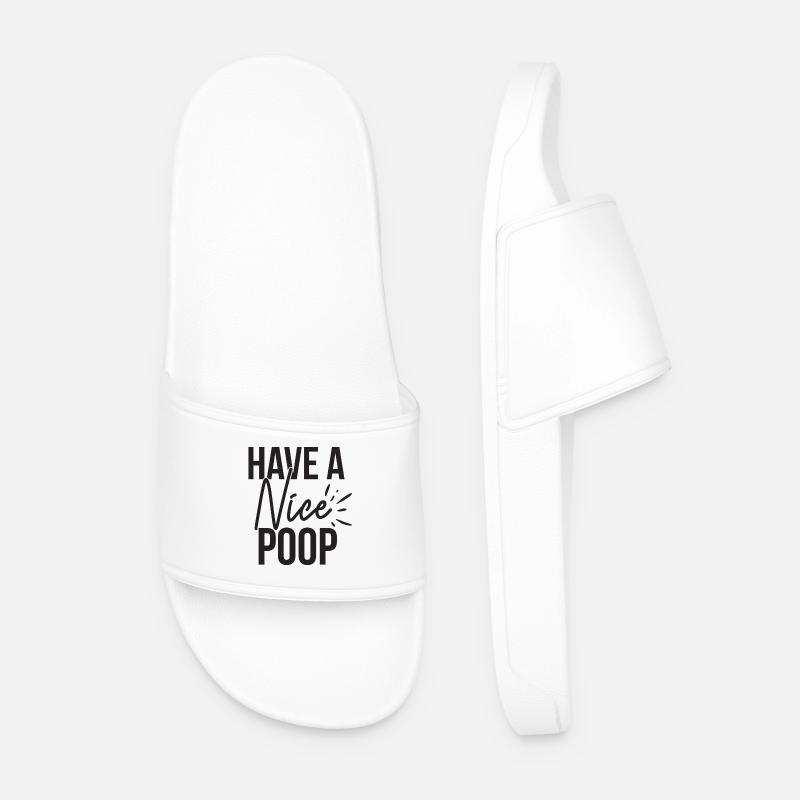 Have A Nice Poop Funny Saying - Men’s Pool Sliders - white