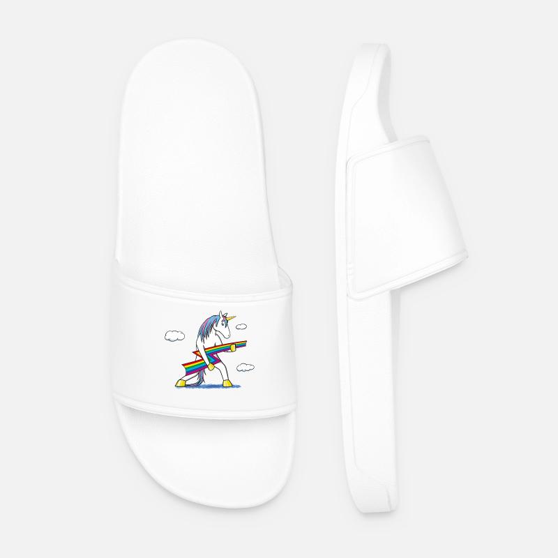 Rainbow Rock – Licorne avec éclair arc‑en‑ciel - Claquettes Homme - blanc