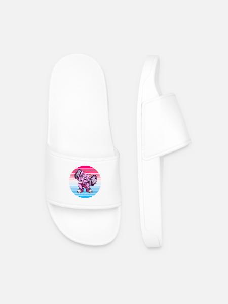Rabbit Bodybuilder Design - Men’s Pool Sliders - white