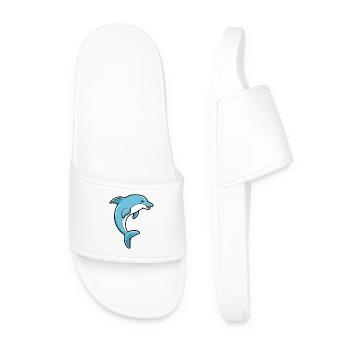 Dolphin Cartoon Illustration Kawaii für Kinder - Männer Badelatschen - Weiß - Vorne