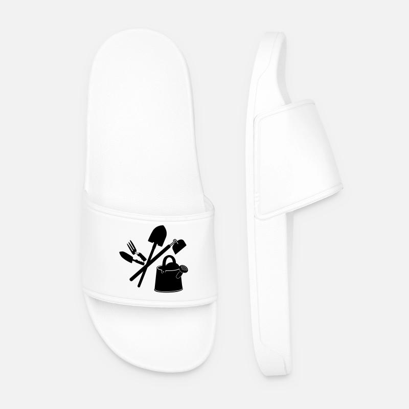 Garden tools shovel and flower caster - Men’s Pool Sliders - white