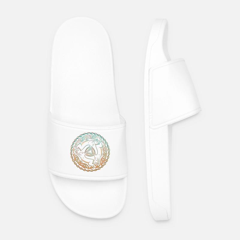 Three Rabbits Three Picture Easter - Men’s Pool Sliders - white