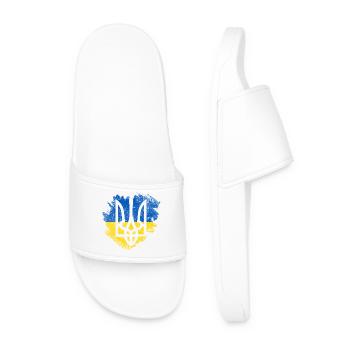 Brush Ukraine Trident Flag - Men’s Pool Sliders - white - Front