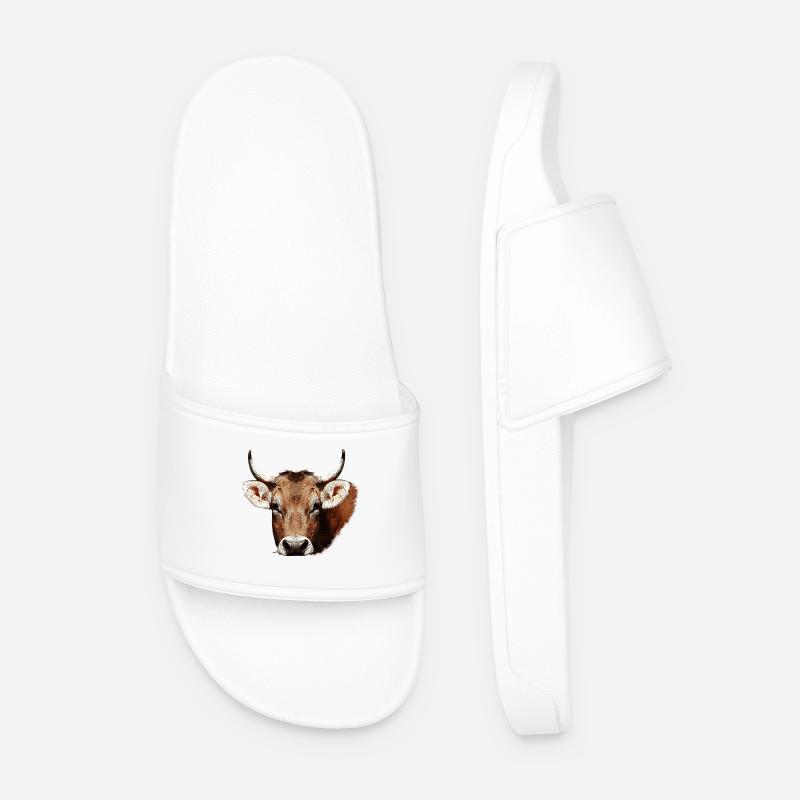 süße tierdesigns mädchen, kuh beige, rustikal - Männer Badelatschen - Weiß