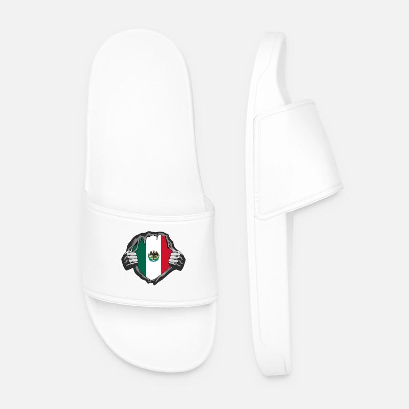mexico Flag Design - Men’s Pool Sliders - white