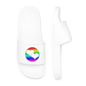 Regenbogen 2 verschlungene Herzen - Männer Badelatschen - Weiß - Vorne