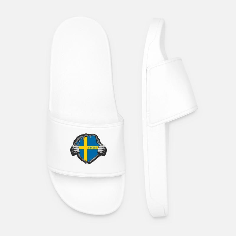 Sweden flags design - Men’s Pool Sliders - white