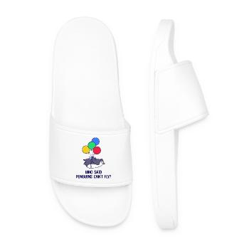 Animal Penguin Humorous Statement Balloon Bird - Men’s Pool Sliders - white - Front