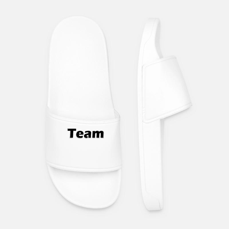 Monochrome Learning Typo Design: Team - Men’s Pool Sliders - white
