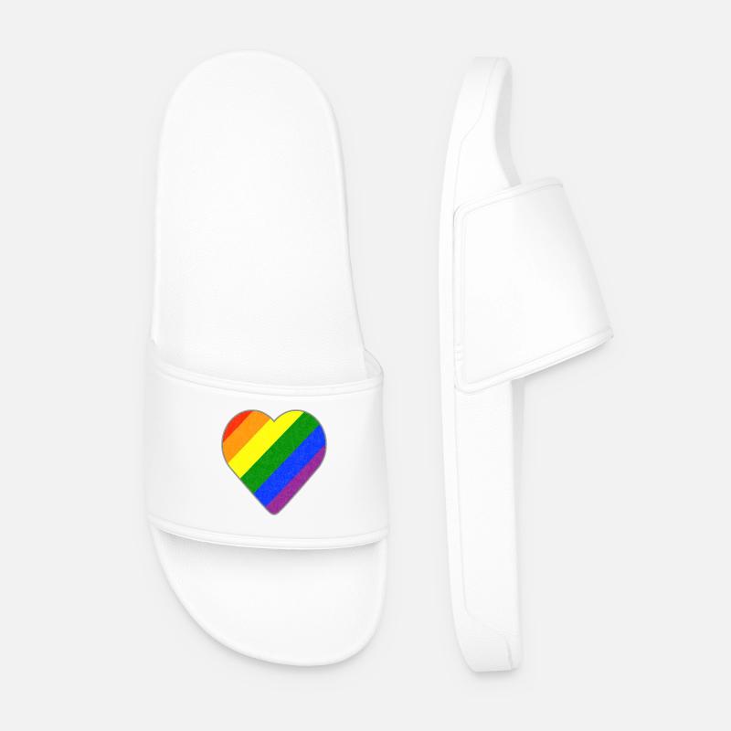 Regenbogen Herz - Männer Badelatschen - Weiß