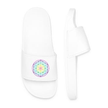 RAINBOW FLOWER OF LIFE - Men’s Pool Sliders - white - Front