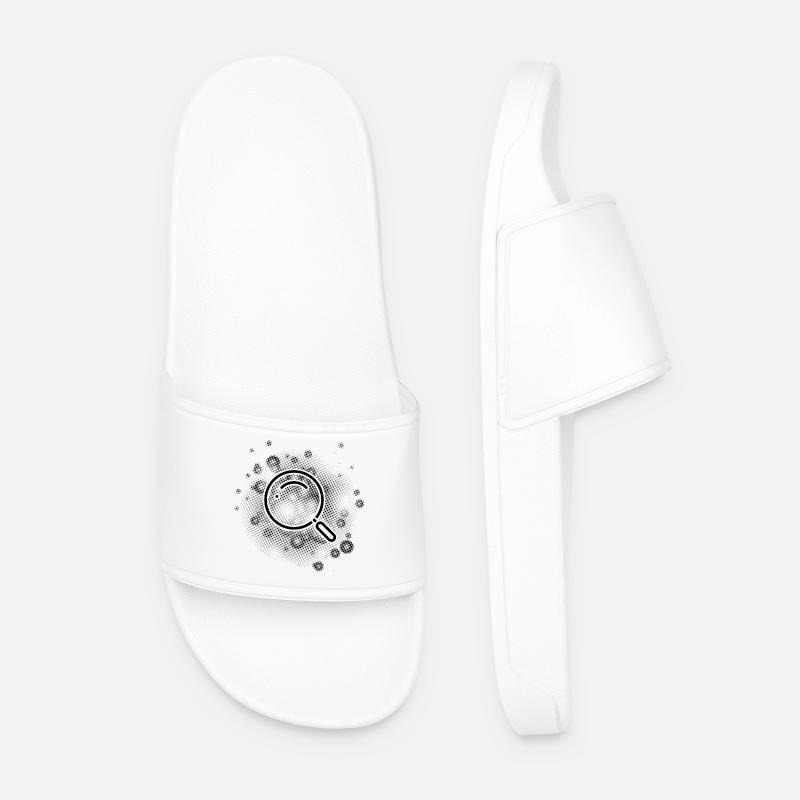Magnifying glass with dots background - Men’s Pool Sliders - white