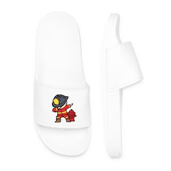 Rescuer Firefighter Helmet Fire Hose Fire Brigade - Men’s Pool Sliders - white - Front