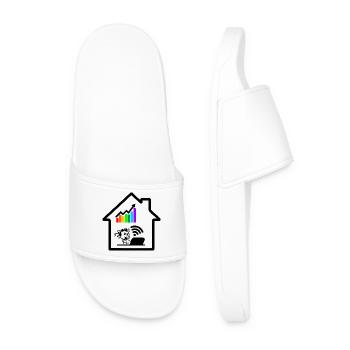 Tableau coloré fille femme sur ordinateur portable dans la maison - Claquettes Homme - blanc - Devant