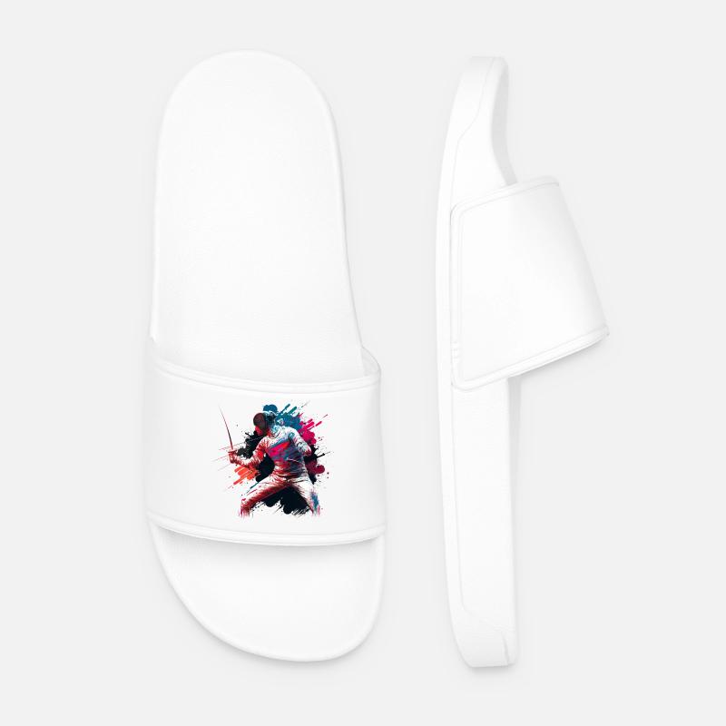 Couleur Explosif Escrimeur Graffiti - Claquettes Homme - blanc