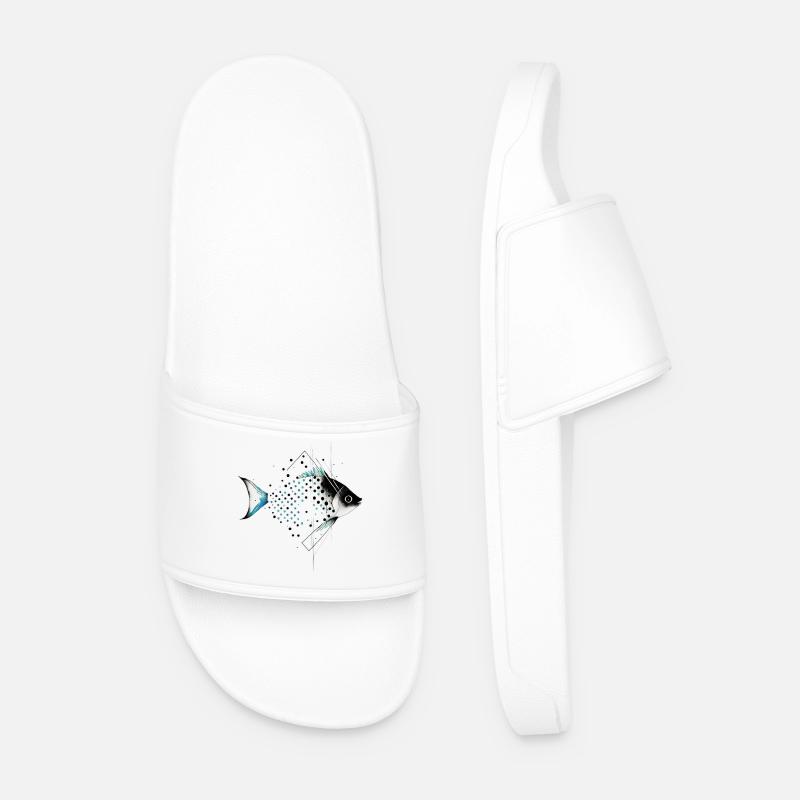 Geometrischer Fisch mit Blaustich - Männer Badelatschen - Weiß