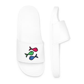 SARDINE. FISH. APRIL FOOL. EASTER. SEA - Men’s Pool Sliders - white - Front