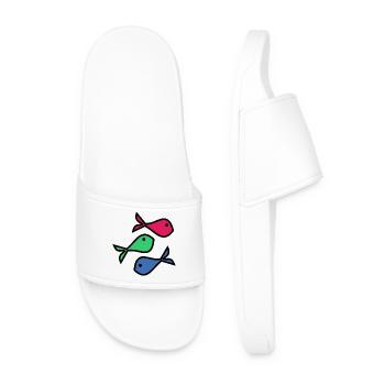SARDINE. FISH. APRIL FOOL. EASTER. SEA - Men’s Pool Sliders - white - Front