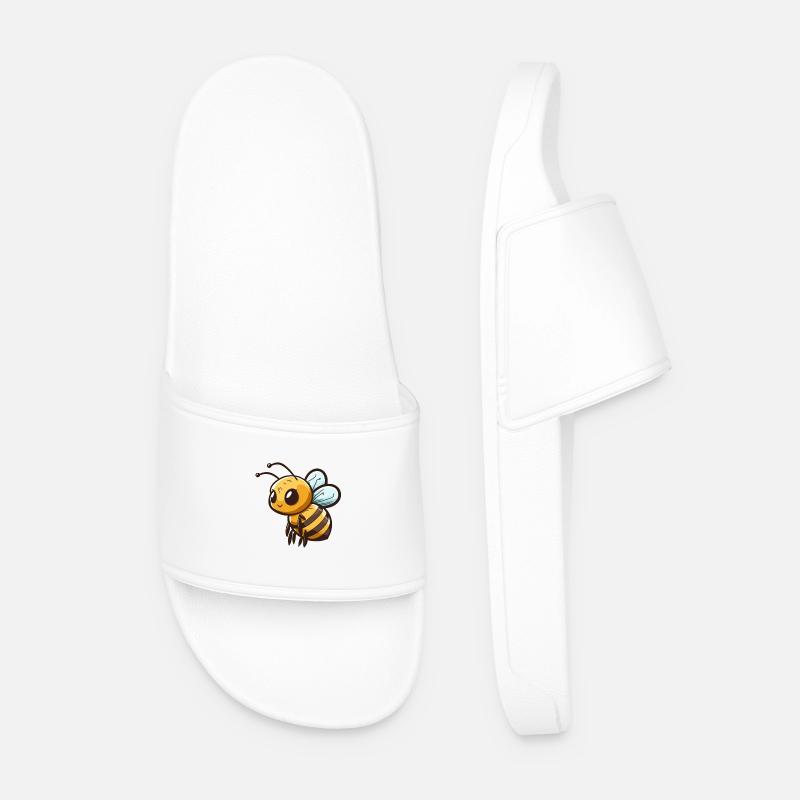 Cute Comic Bee - Men’s Pool Sliders - white