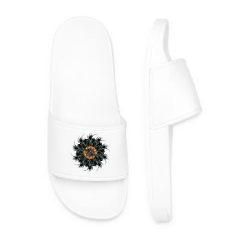 Mandala Ornament aus gezeichneten Hahnenfedern - Männer Badelatschen - Weiß - Vorne