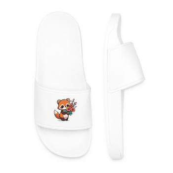 Panda roux à fleurs - Claquettes Homme - blanc - Devant