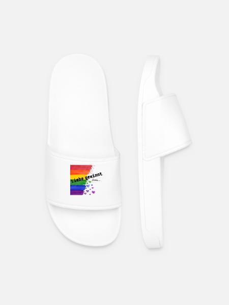 Liebe ist Liebe – Regenbogen Pride Design - Männer Badelatschen - Weiß