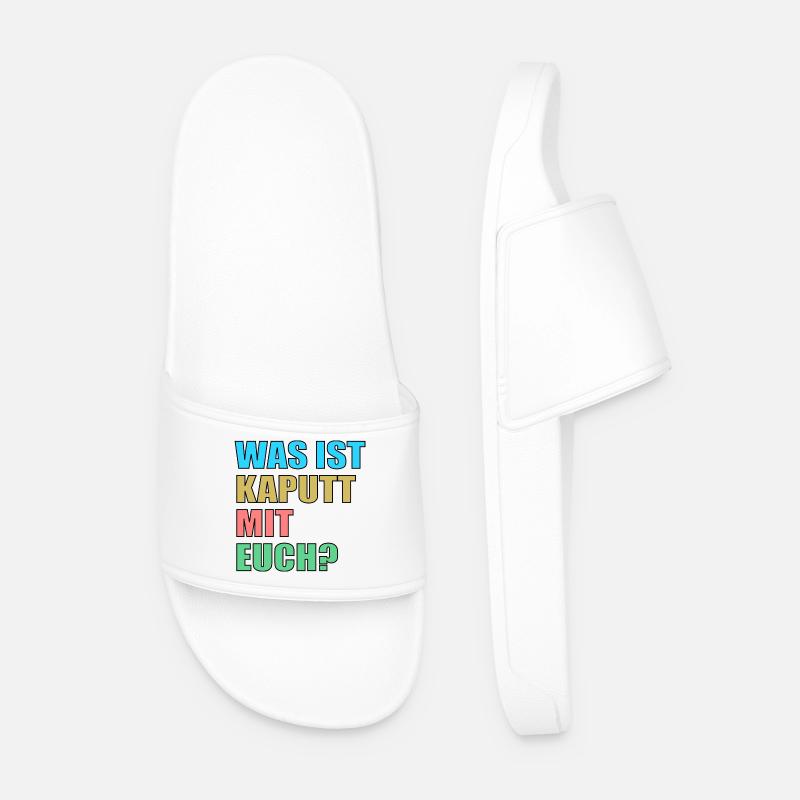 Was ist kaputt mit Euch - Sprüche lustig - Männer Badelatschen - Weiß