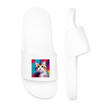 Style de peinture à l’huile Conception de portrait de chat domestique - Claquettes Homme - blanc - Devant