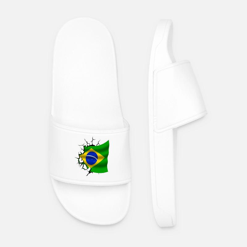 Flagge von Brasilien - Brasilien - Flagge Broken Design - Männer Badelatschen - Weiß