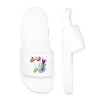 Aquarelle florale - Claquettes Homme - blanc - Devant