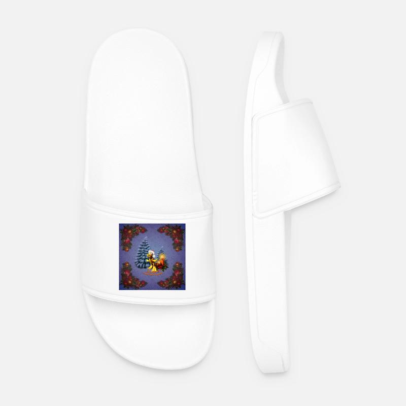 Lustige Ente mit Weihnachtsmütze - Männer Badelatschen - Weiß