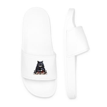 Chat noir jouant aux échecs - Claquettes Homme - blanc - Devant