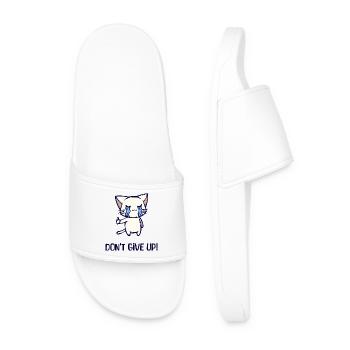 Manga Comic Anime Cat Statement Cartoon - Men’s Pool Sliders - white - Front