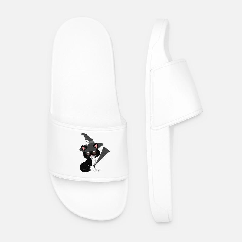 Kätzchen, hexen Design, Mädchen - Männer Badelatschen - Weiß