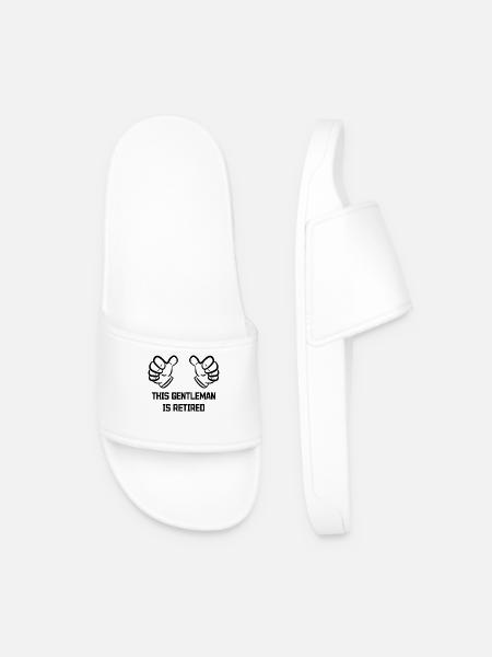 Pensioner Statement Retirement Farewell Senior - Men’s Pool Sliders - white