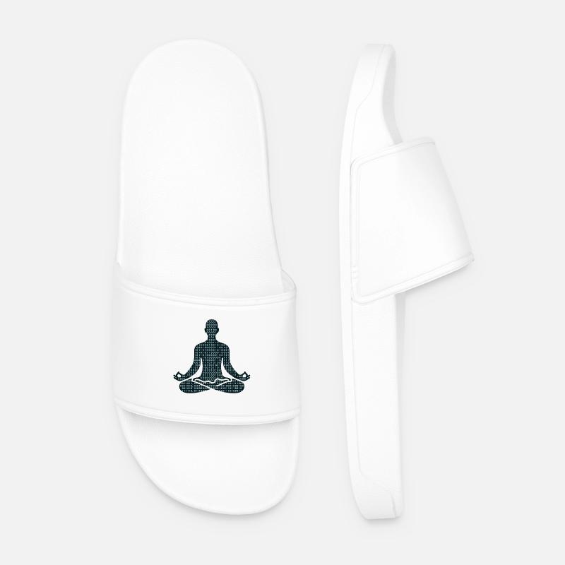 Meditative Pose - Men’s Pool Sliders - white