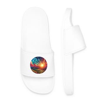 Landscape Colorful Epic Mountains Clouds Comic - Men’s Pool Sliders - white - Front